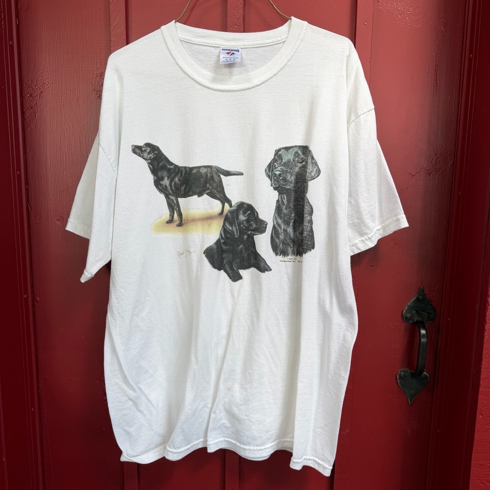 Jerzees White Tee with Black Labrador Trio Graphic